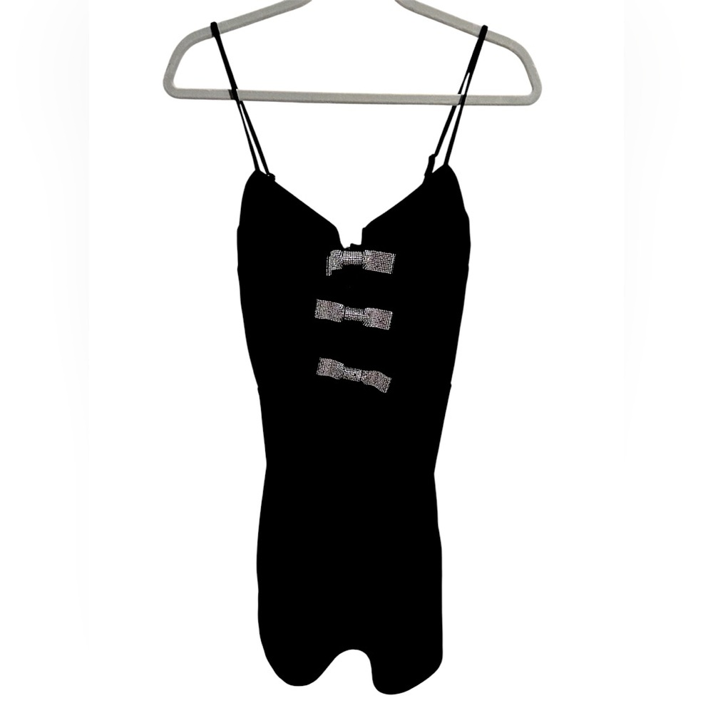 Black Dress with Silver Rhinestone Bows